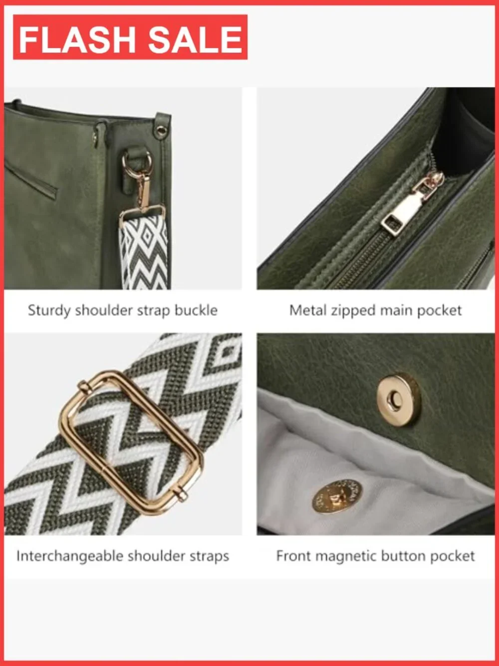 Vegan Leather Hobo Crossbody Bag & Wallet Set with Adjustable Strap
